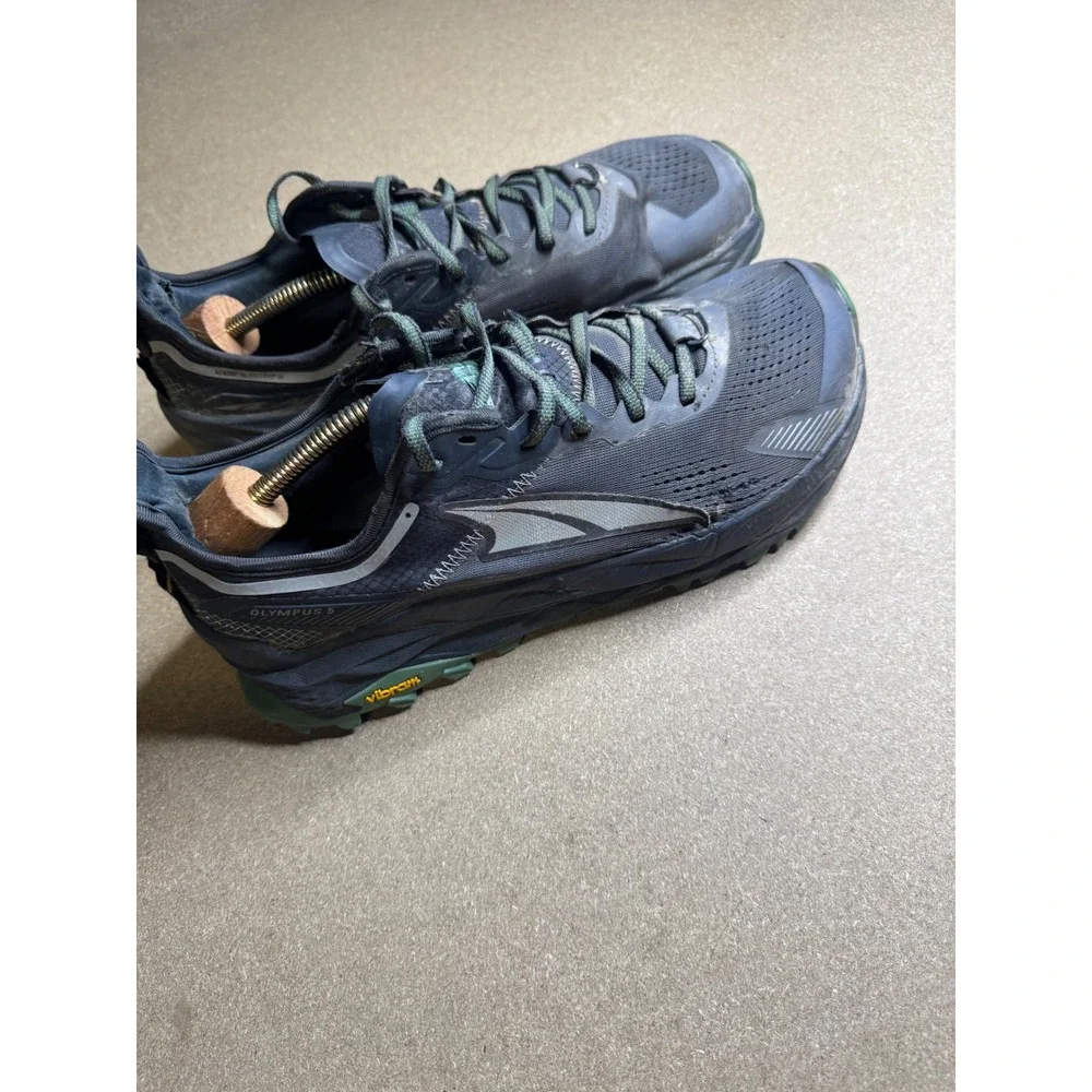 Altra Olympus 5 Mens 10.5 Trail Running Shoes Black Gray Green Vibram AL0A7R6P